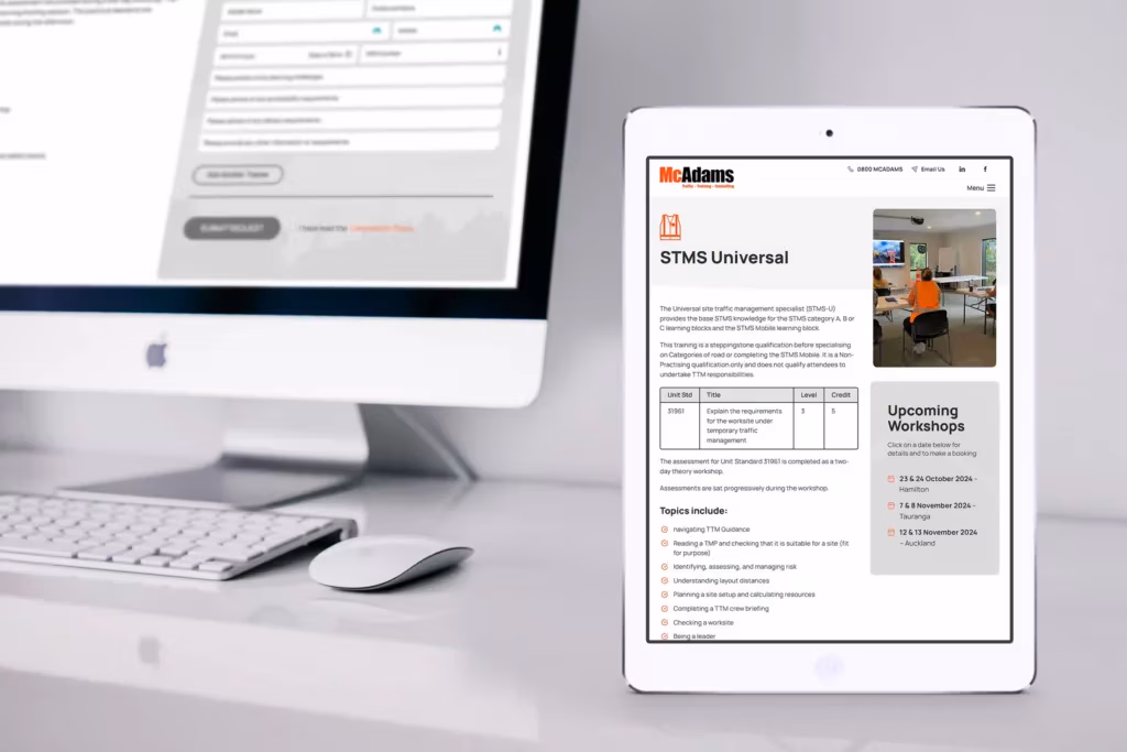 McAdams website tablet view